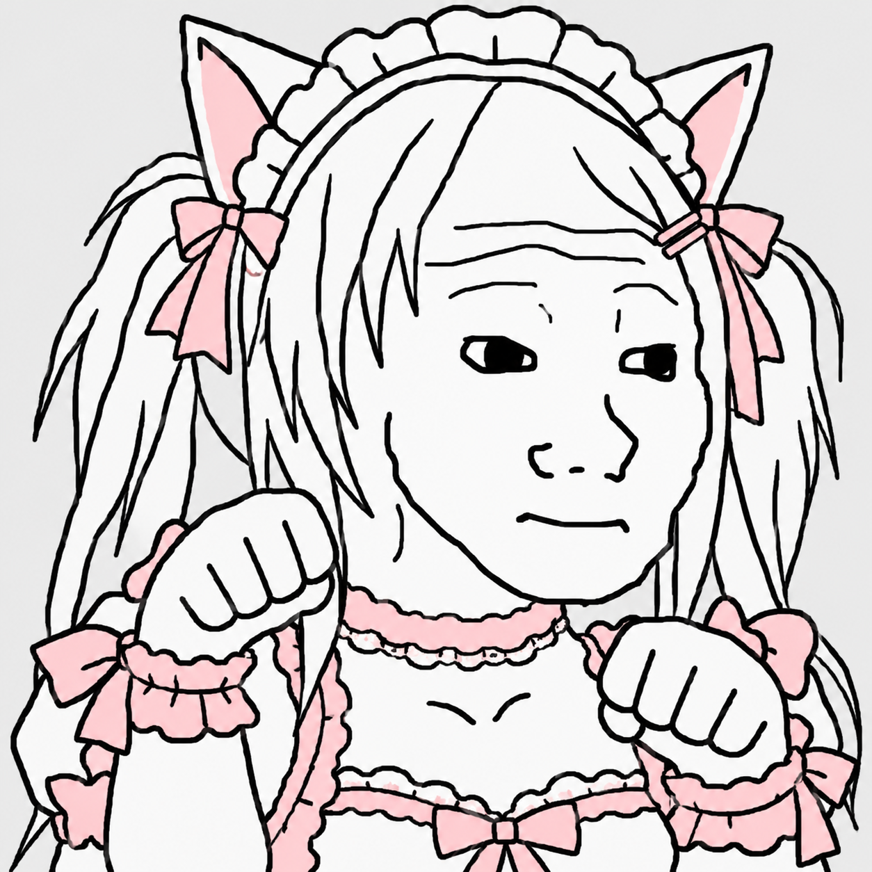 Kawaii Wojak cat-maid character